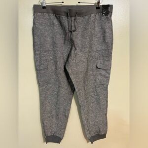 NY Company Womens Gray Linen Bland Cargo Joggers Size XL NWT